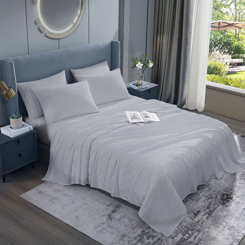 Six Piece Soft Microfiber Quick Dry Queen Sheet Set, Gray