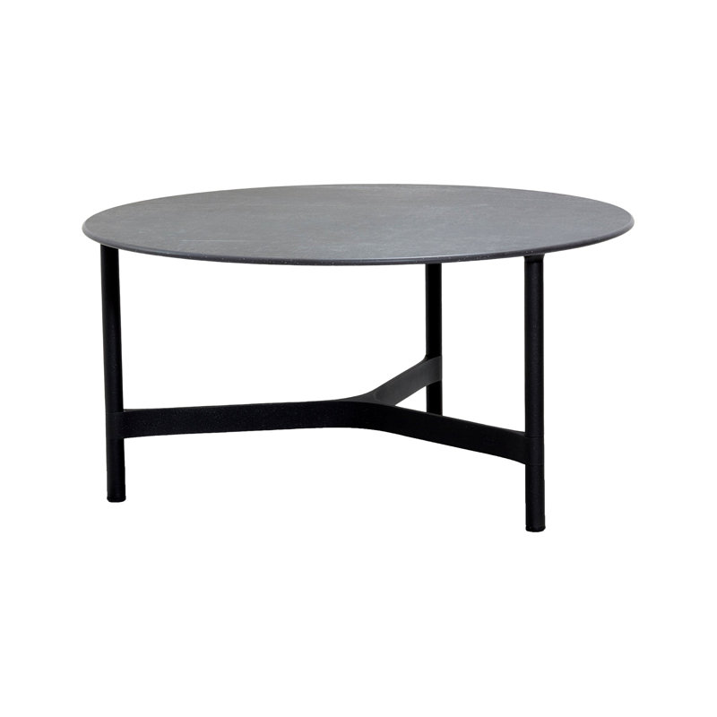 Twist Outdoor Round Coffee Table, 17.79" H x 35.5" W x 35.5" D, Lava Gray/Black