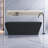 Black Simple Rectangular Artificial Stone Bathtub 67'' W 23.2'' H Frameless Offset Curved Tub & Shower Kit