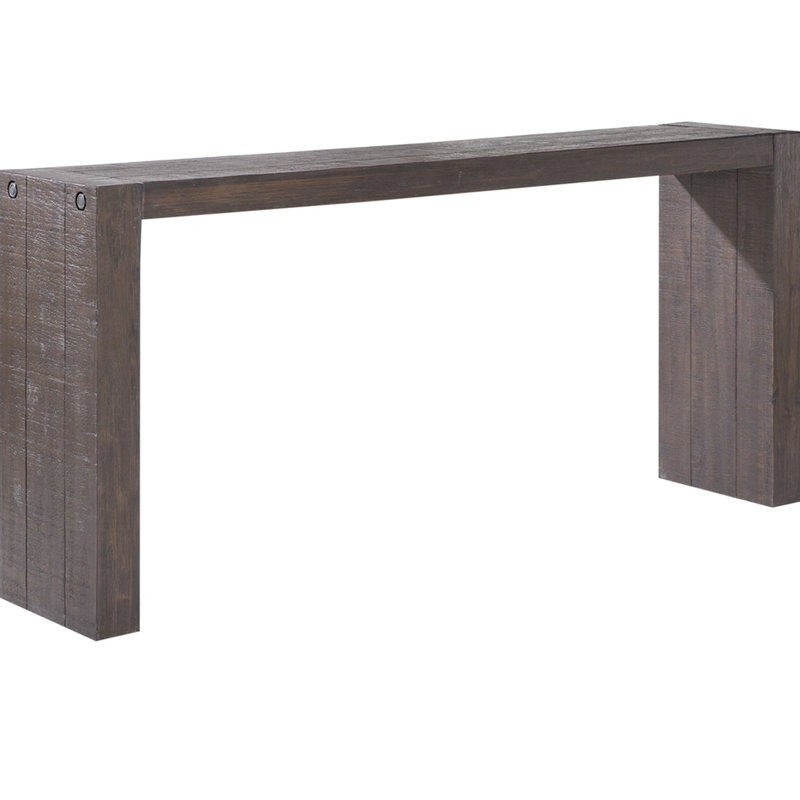 Console en bois massif l 64 po x P 15 po - Base moderne d'aspect fumée, Brun