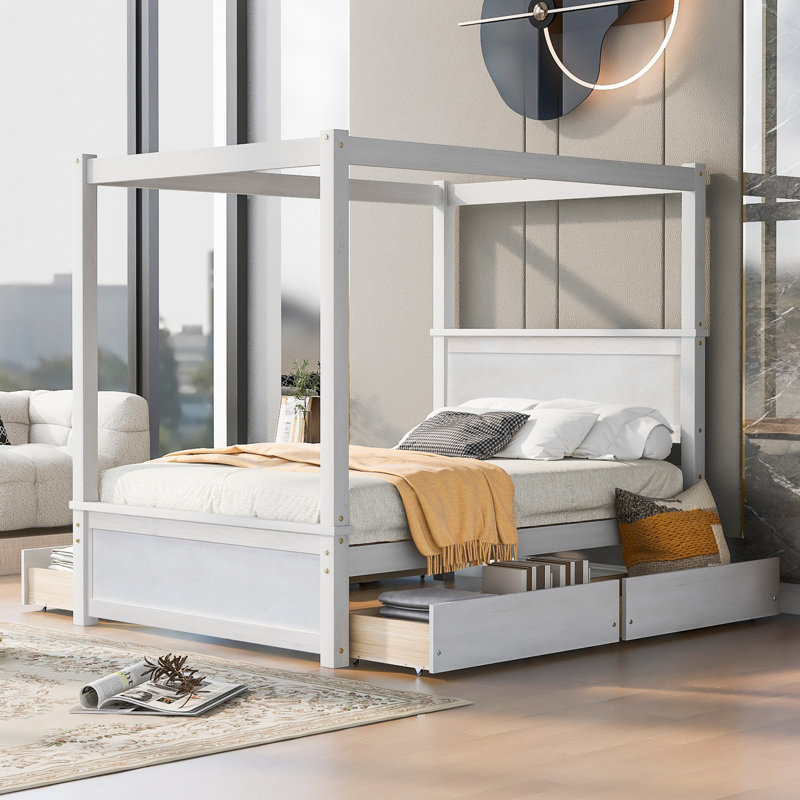 Brakefield Canopy Storage Bed, White