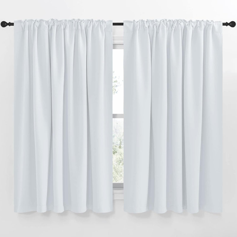 Blackout Curtain Light & Noise Reducing Room Darkening Drapes for Bedroom/Living Room/Kitchen, 2 Pieces, Cloud Grey