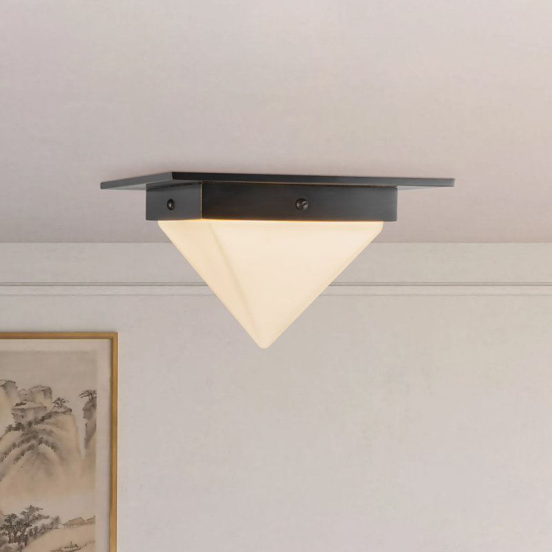 Mineral 8-in Brass Flush Mount, Oil Rubbed Bronze, Opal Glass