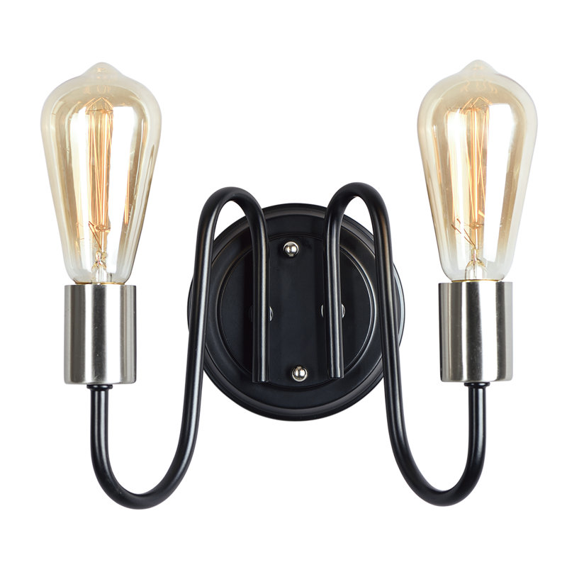 Alixe Armed Sconce, Black/Satin Nickel