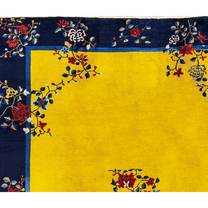 Art Deco Wool Floral Area Rug