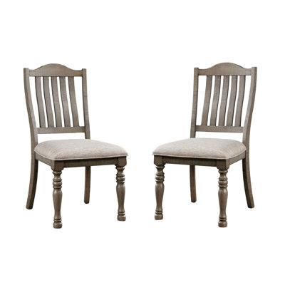 Transitional Style 2Pcs Side Chairs Antique Gray Solid Wood Gray Fabric Dining Room Furniture Chair Turned Legs -  Ophelia & Co., 025B7FFB141240889EE3B4083E013D3F