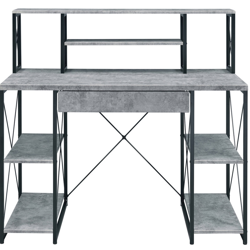 Bureau avec tablettes ouvertes et huche