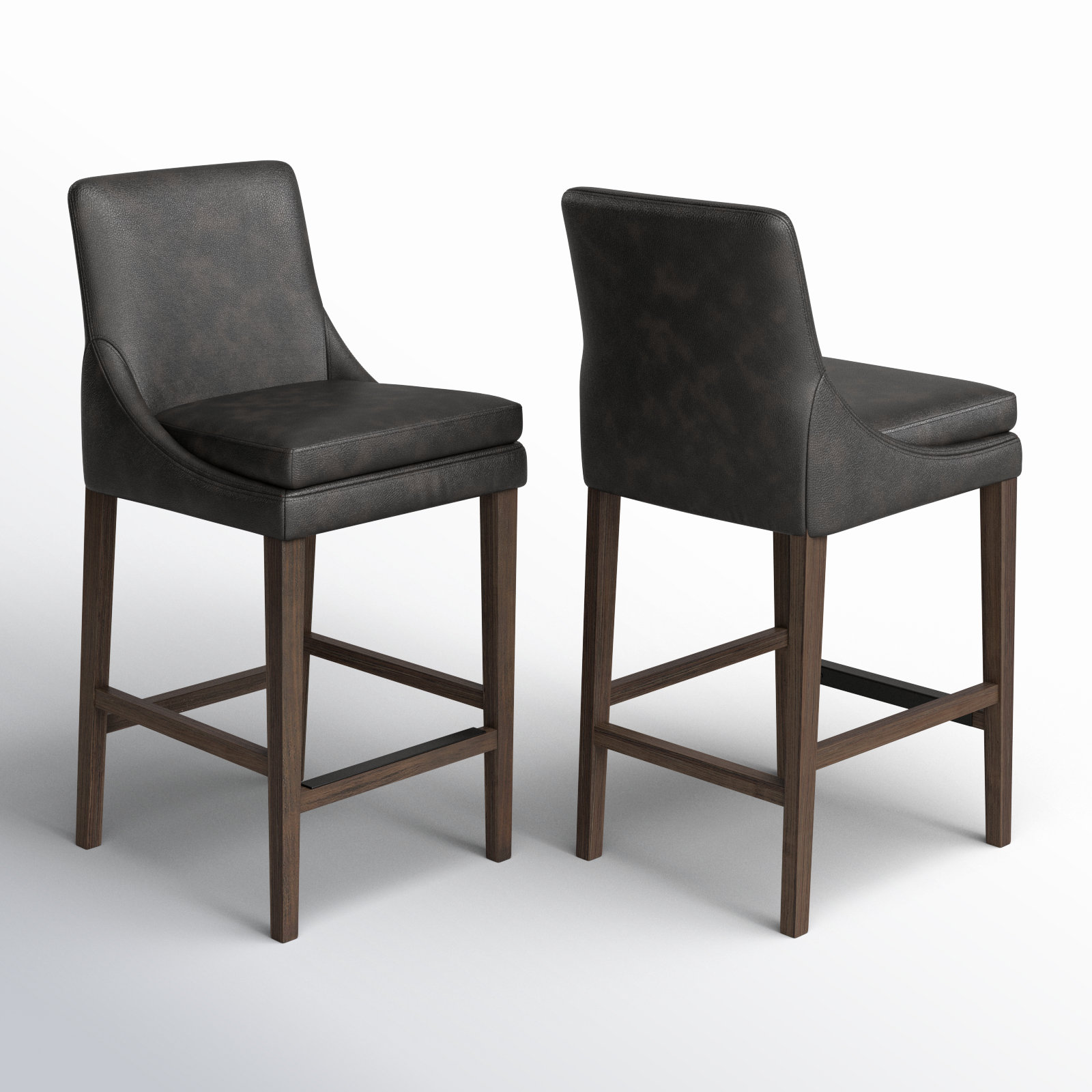 Niara Bar and Counter Stool, Counter Stool (26” Seat Height), Impression Dark Gray Genuine Leather/Dark Brown