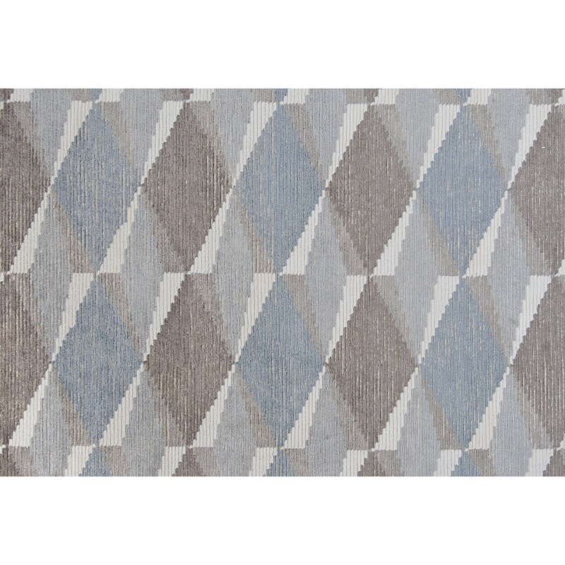 Hand Knotted Area Rug in Silver, Rectangle 9' x 12'