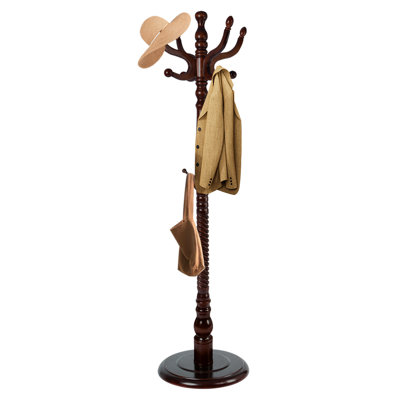 Solid Wood Coat Rack – 74.8" Freestanding Coat Racks Stand With 11 Hooks & Stable Base