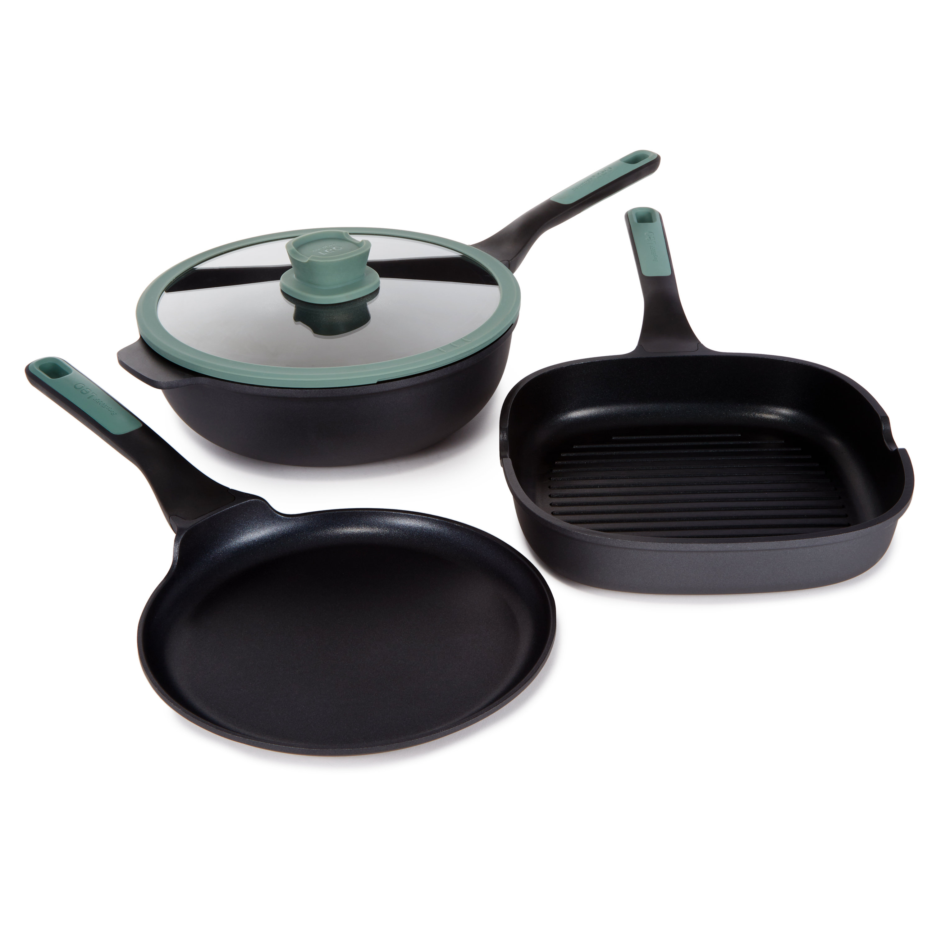 BergHOFF Forest 4pc Non-Stick Cast Aluminum Specialty Cookware Set with Glass Lid Color: Green 2224441