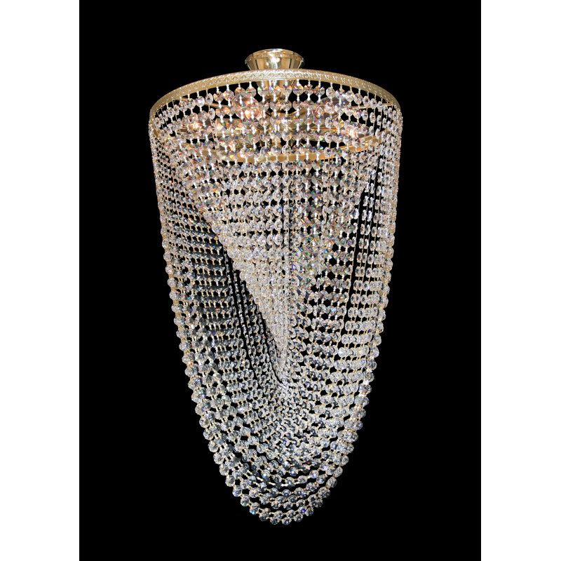 6 - Light Crystal Chandelier, Brass