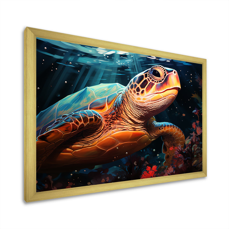 Contemporary Marine Life III, H 34 po x l 44 po x P 1,5 po, Cadre doré simple