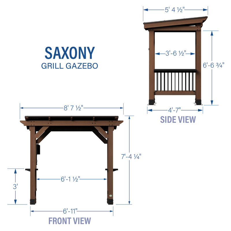 Walnut Cedar Grill Gazebo with Insulated Steel Roof
