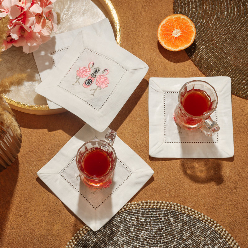 Serviettes de cocktail brodées Tropical Elegance
