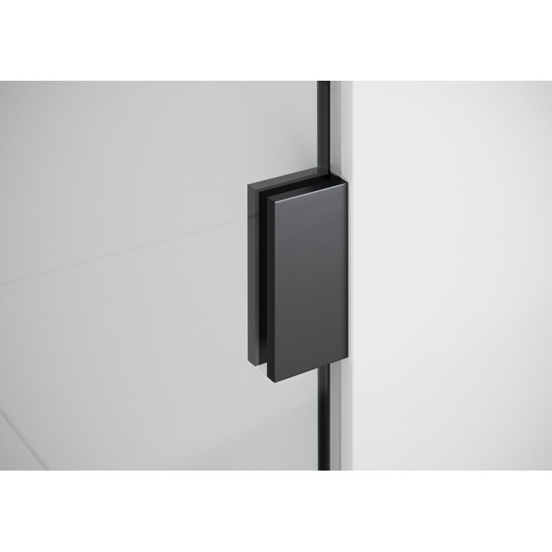 Black Frameless Glass Shower Bath Door with Brass Hardware