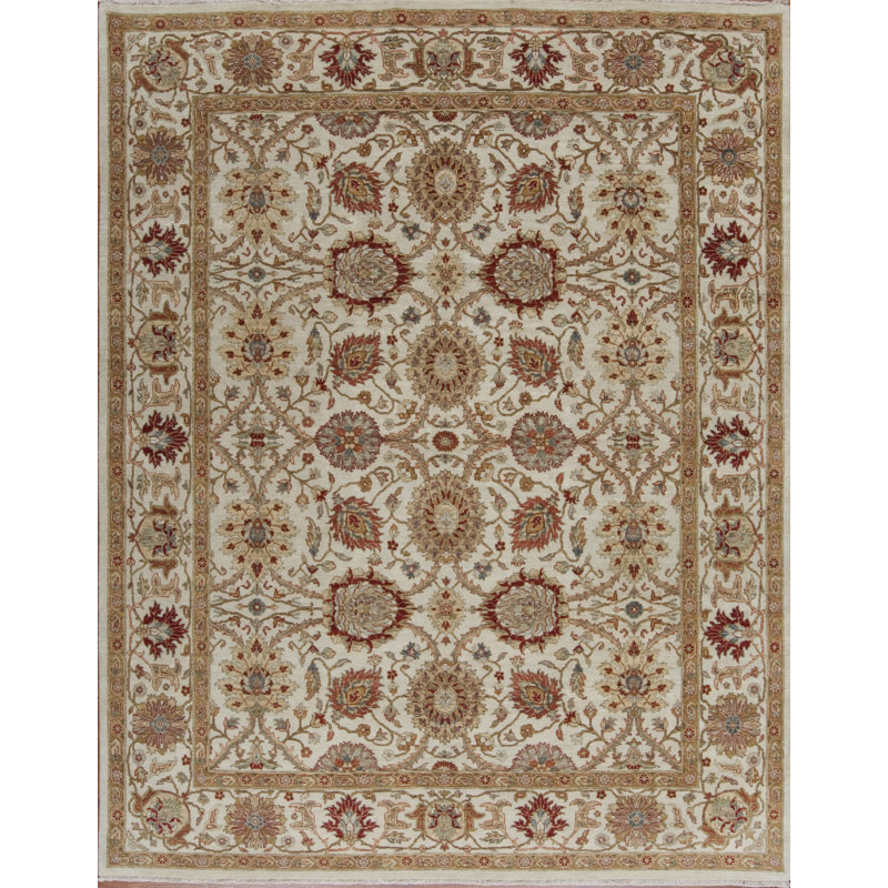 Maharani Hand Knotted Wool Area Rug, Rectangle 6' x 9'