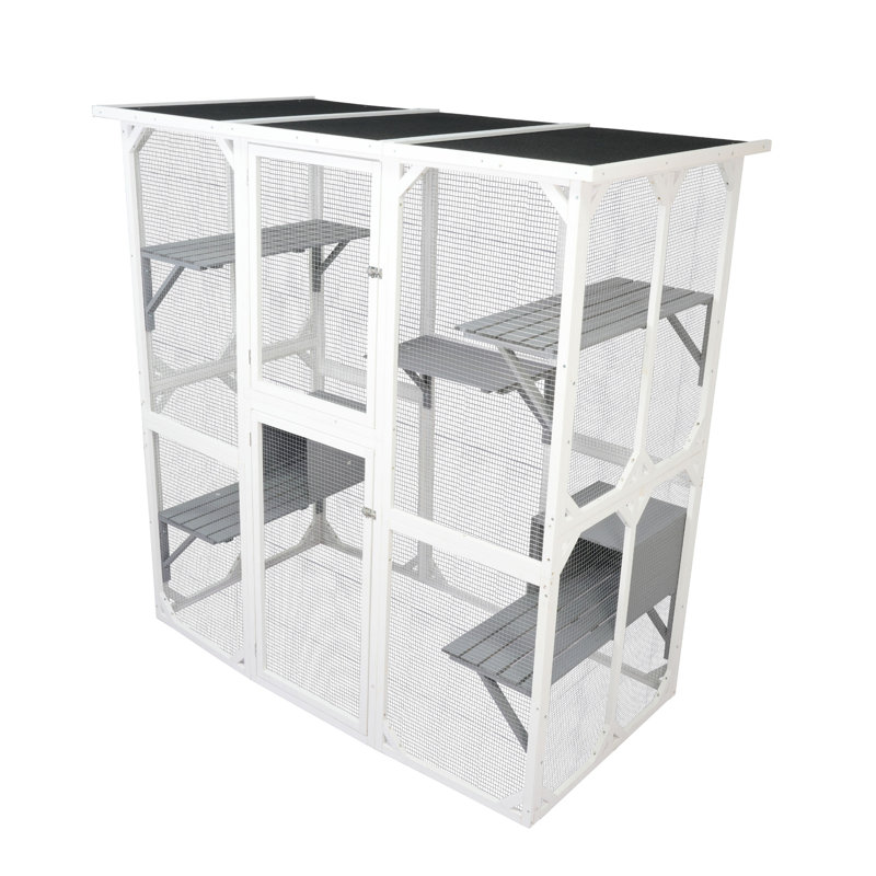 Cage à chat en bois blanc