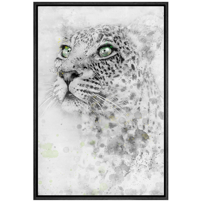 Idea4wall léopard tache d'aquarelle aux yeux bleus ang06, Noir, H 24 po x l 16 po x P 1,5 po
