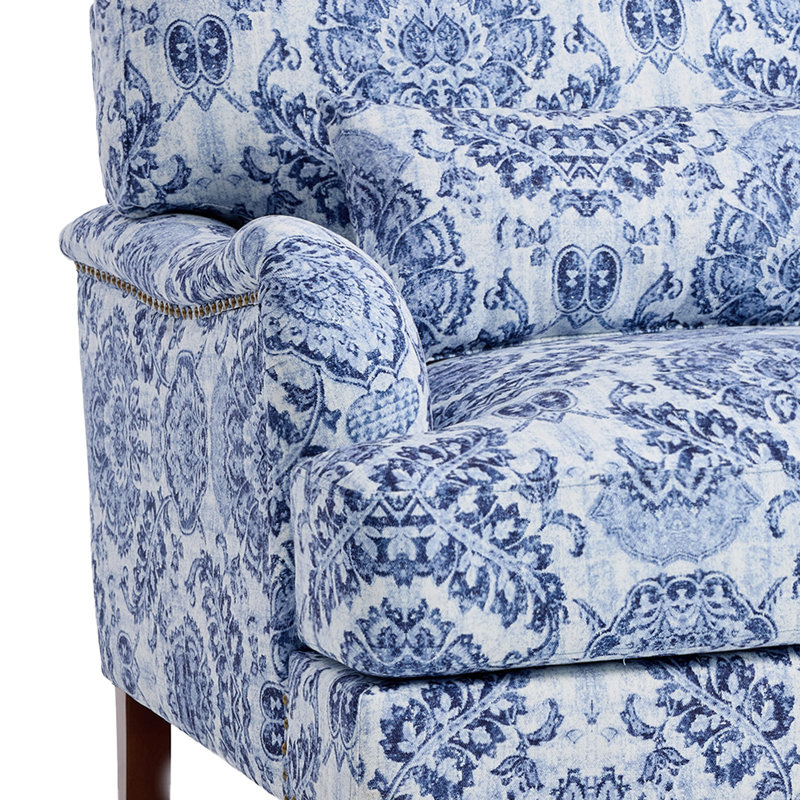 Fauteuil rembourré, Lin bleu marine