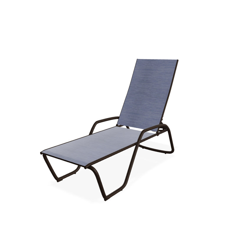 Outdoor Rust-Resistant Metal Chaise Lounge, Textured Kona, River