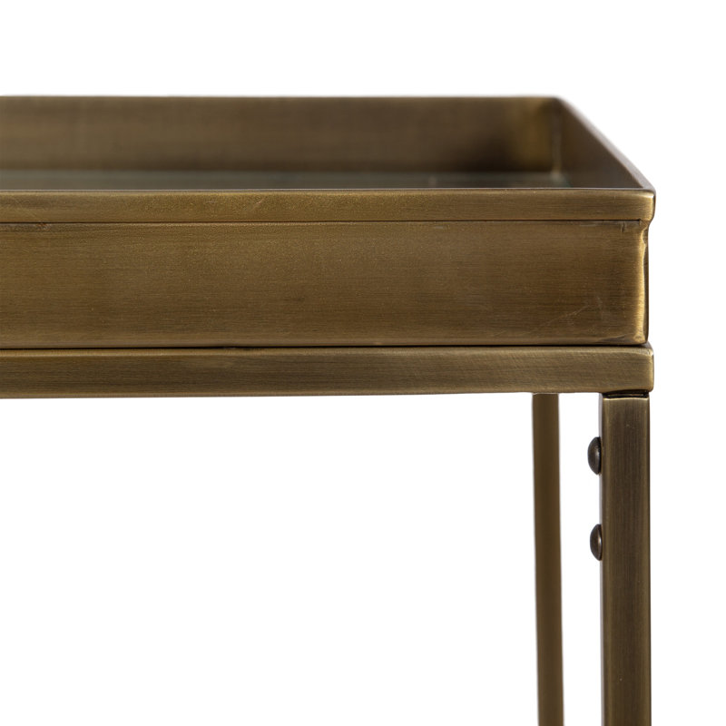 Rectangle Metal and Glass Side Table, Gold