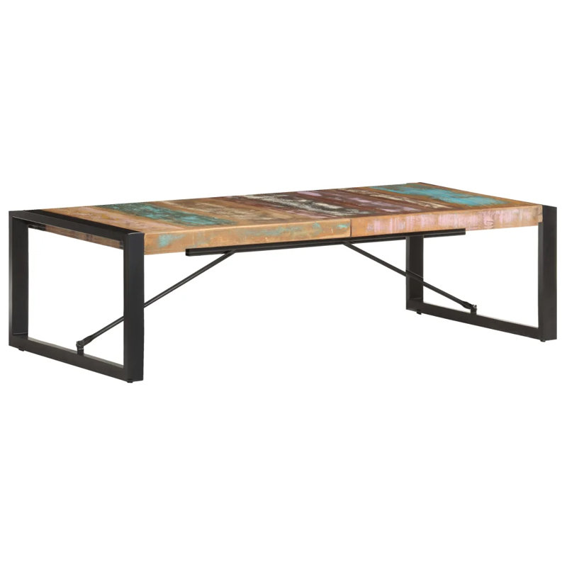 Danville Coffee Table Solid Wood, Brown/Blue, 40cm H x 180cm W x 90cm D, Black