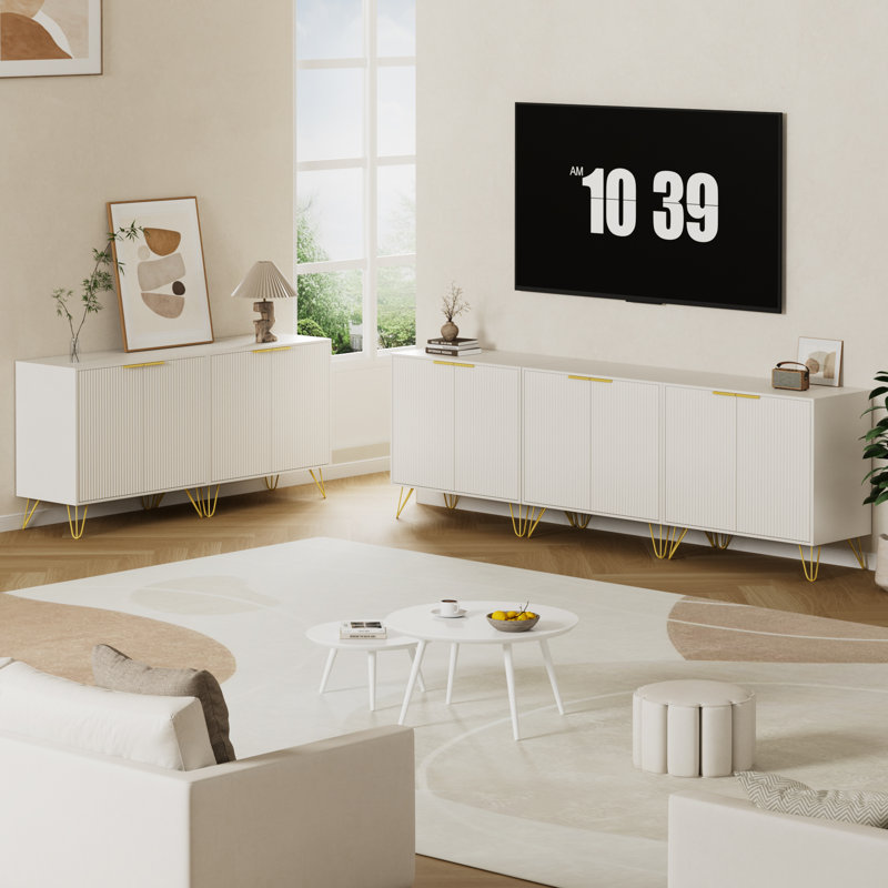 Meuble télé pour téléviseur de 85 po ou moins, Blanc