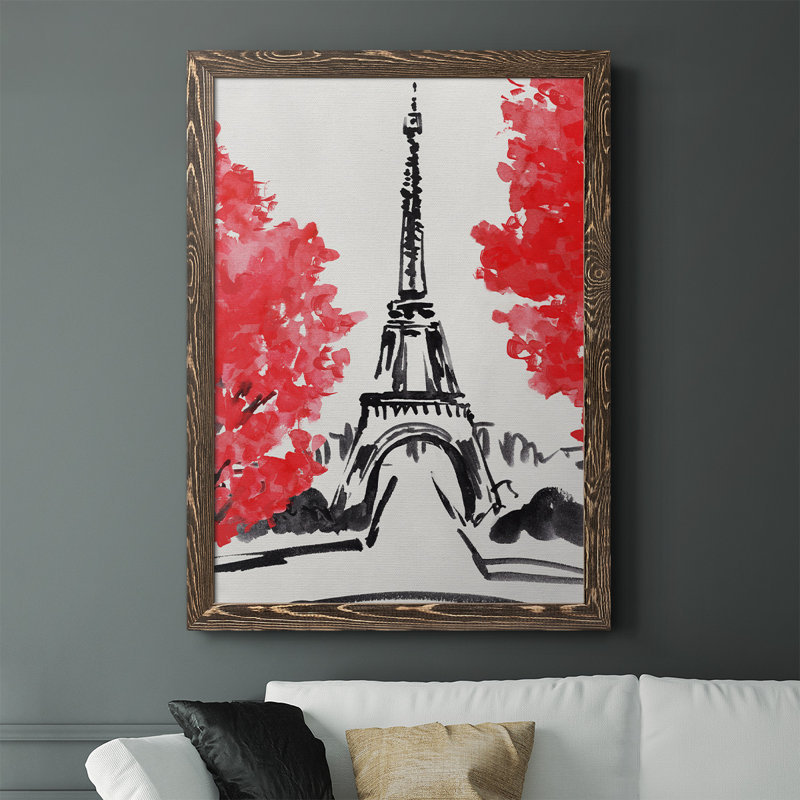 " Day in Paris I " Print, 37.5" H x 27.5" W x 1" D, Walnut