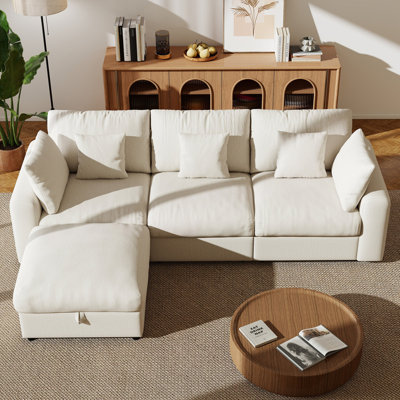 Canapé modulaire à nuage 3 places avec repose-pieds de rangement Pure Cloud 110 po