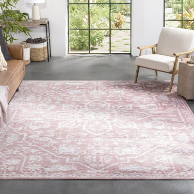 Anyssia Dazzle Floral Vintage Bohemian Blush Pink Rug