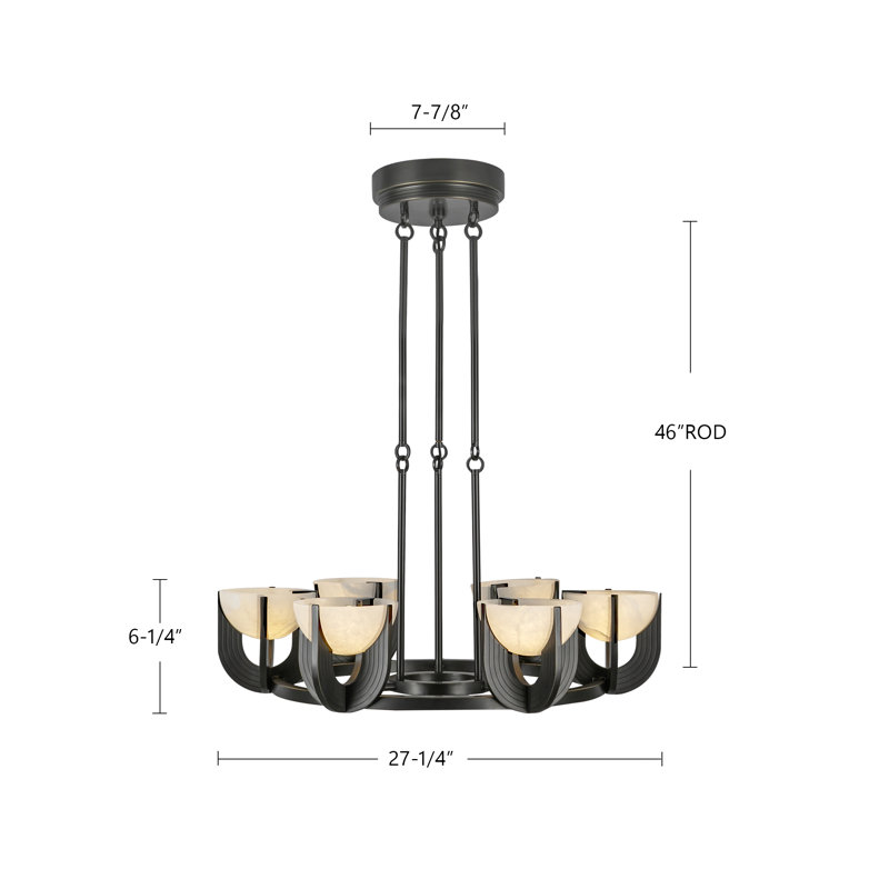 Colette Steel LED Chandelier by Elisa Carlucci, Urban Bronze, 6, 6.25" H x 27.25" W x 27.25" D