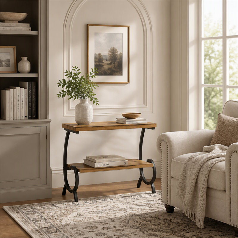 Tribesigns 2-Tier End Table, J-Shaped Side Table for Living Room
