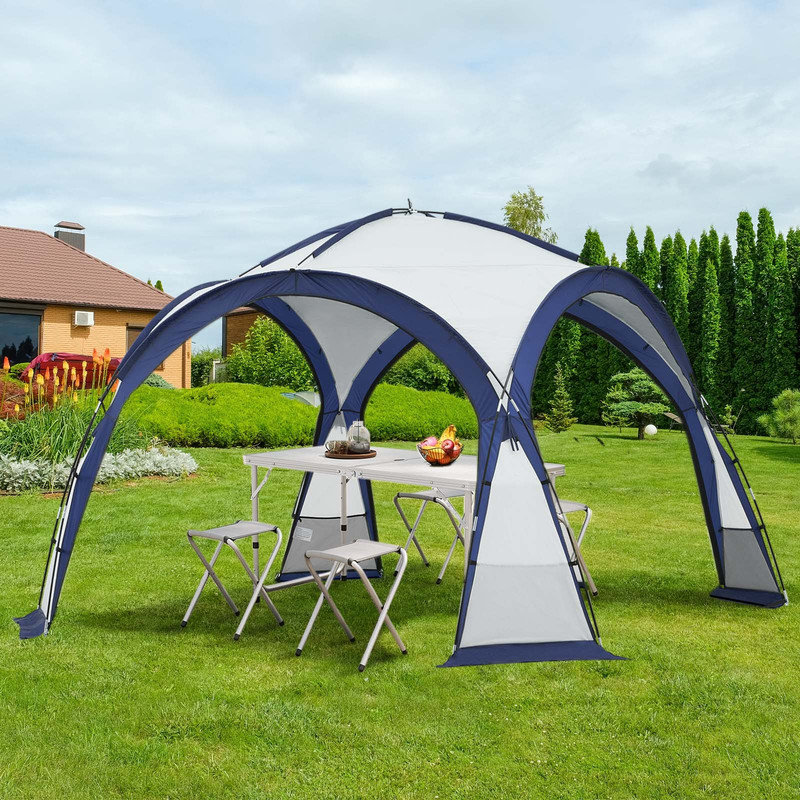 3.5 x 3.5M Dome Gazebo with Sides for 6-8 Person, Outdoor Portable Camping Event Shelter Garden Tent, Waterproof 2000mm, UPF50+ UV Sun Protection Grey