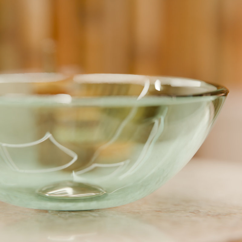 Lavabo de salle de bain vasque circulaire en verre trempé transparent, Nickel brossé