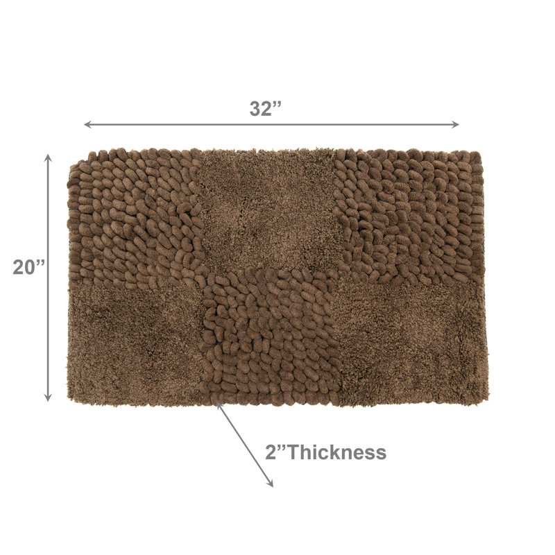 Haight Poly-Cotton Handwoven Bath Mat Chocolate-Checkered, Chocolate
