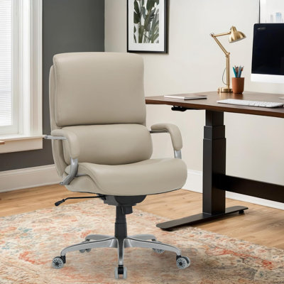 Executive Padded Leather Office Chair-Ergonomic Lumbar Support, Desk Chair For Home And Office With Flip-Up Arms, High Back,Adjustable Desk Computer C -  Inbox Zero, 4C26EA1E0A4A402AAEC33AB1E588F60E