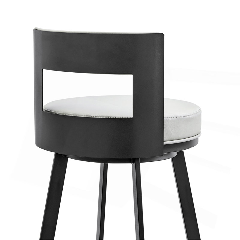 Tabouret tournant 30 "en métal avec similicuir, Siège gris / cadre noir