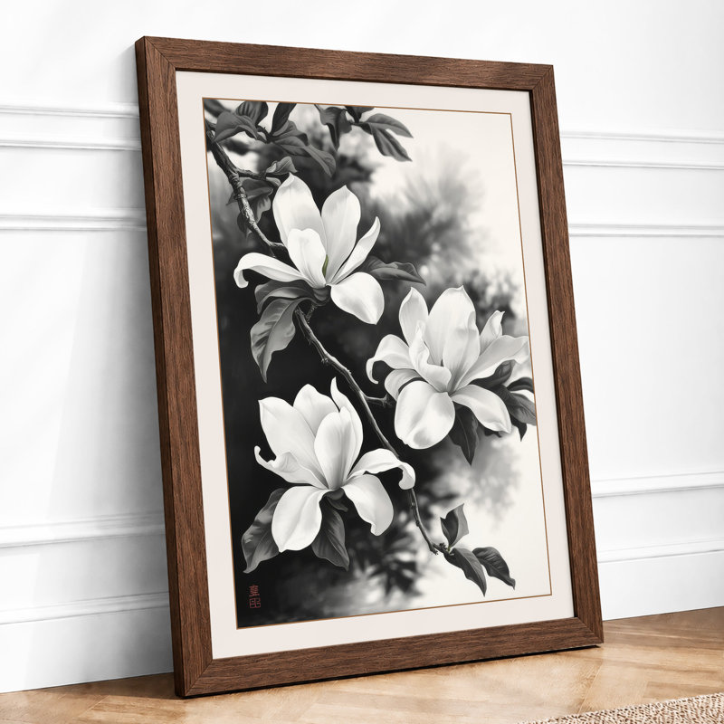 Blooming Stems Botanical - Framed Print, Walnut, A4 - 29.7 x 21.0 cm