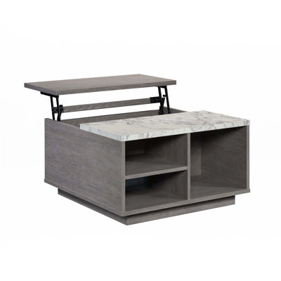 Table basse à plateau relevable, finition brune