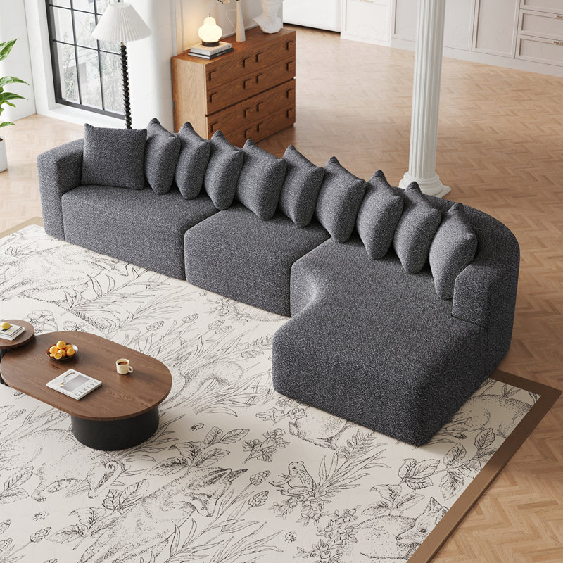 Canapé modulaire en L (méridienne droite), Gris