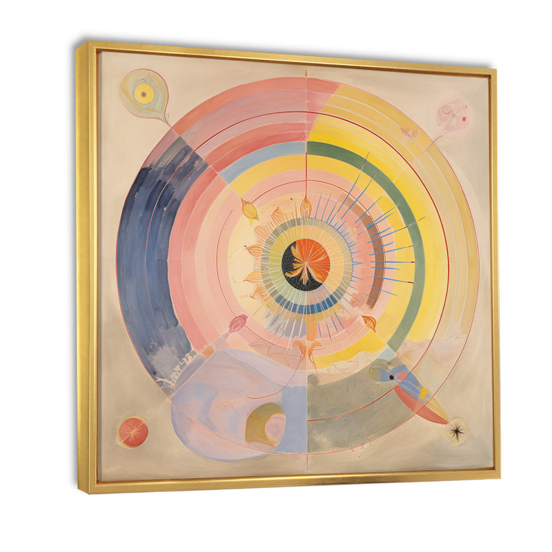 Serendipity in Retro Pink Pastel I - reproduction sur toile, Cadre flottant doré, H 30 po x l 30 po x P 1 po