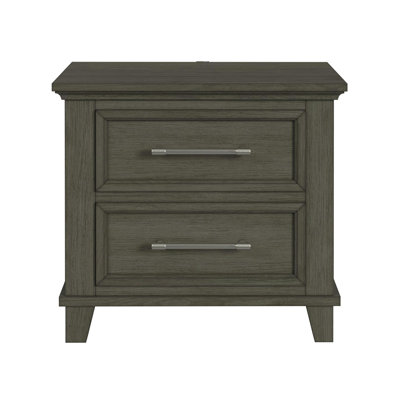 Sneed 2-Drawer Nightstand with USB in Grey