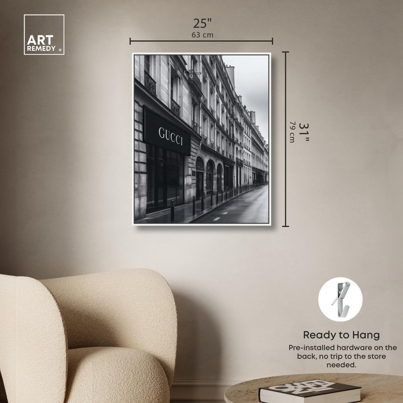 Paris Paris, H 31 po x l 25 po, Cadre flottant blanc