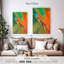 Avery orange abstrait orange et vert olive-106962876