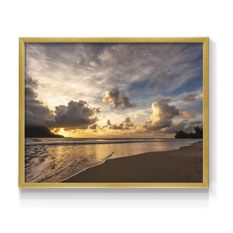 Coucher de soleil dans la baie de Hanalei - reproduction encadrée - réversible, H 11 po x l 14 po