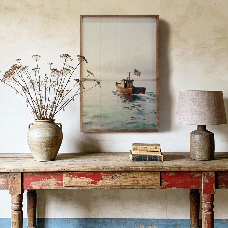 Nautical Americana Sailboat, H 8 po x l 5 po