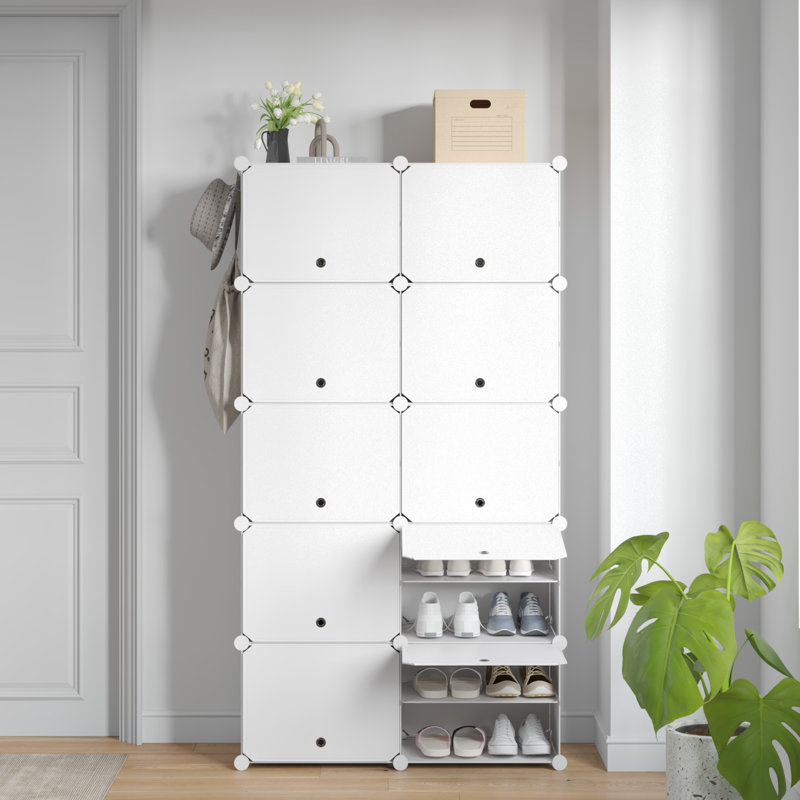 40 Pair Stackable Shoe Storage Cabinet, White
