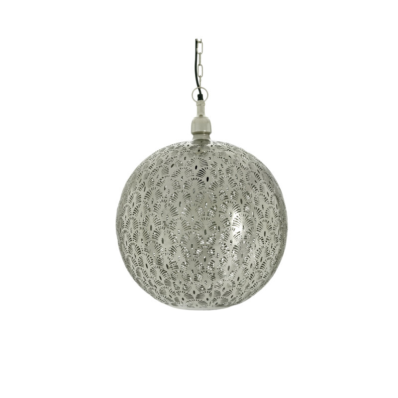 Duwayne - Light Nickel Sphere Pendant, 29cm H x 20cm W x 20cm D