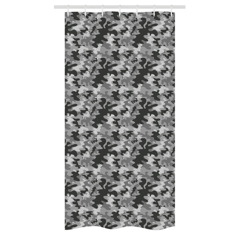 Evaney Camouflage Shower Curtain with Hooks Included, 72" H x 36" W